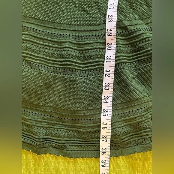 Torn By Ronny Kobo Green Fit & Flare Knit Dress Size Medium Elegant Sleeveless - Picture 9 of 10